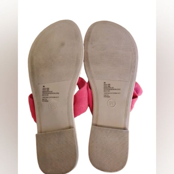 A new day women's red tan open toe slip on flat flip flops size 8 casual syle - Picture 6 of 6